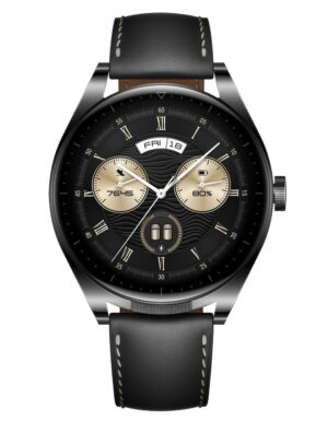 Huawei Watch Buds – 47 mm – rostfritt stål – smartklocka med rem – läder – handledsstorlek: 140-210 mm – display 3,6 cm (1,43″) – Bluetooth, NFC – 66